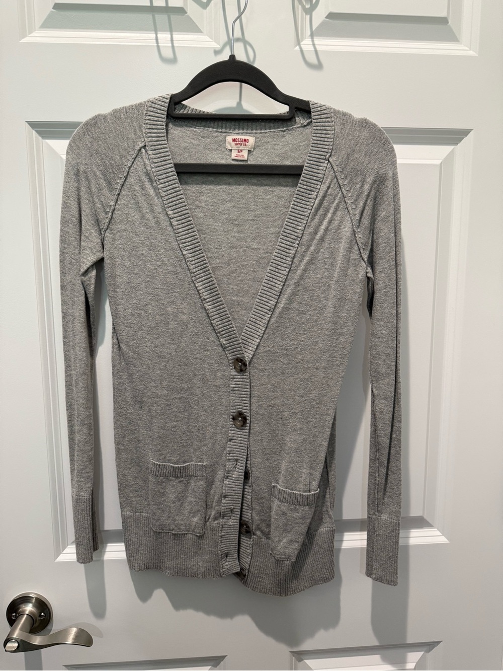 Mossimo Supply Co. Light Gray V-Neck Button Cardigan Small